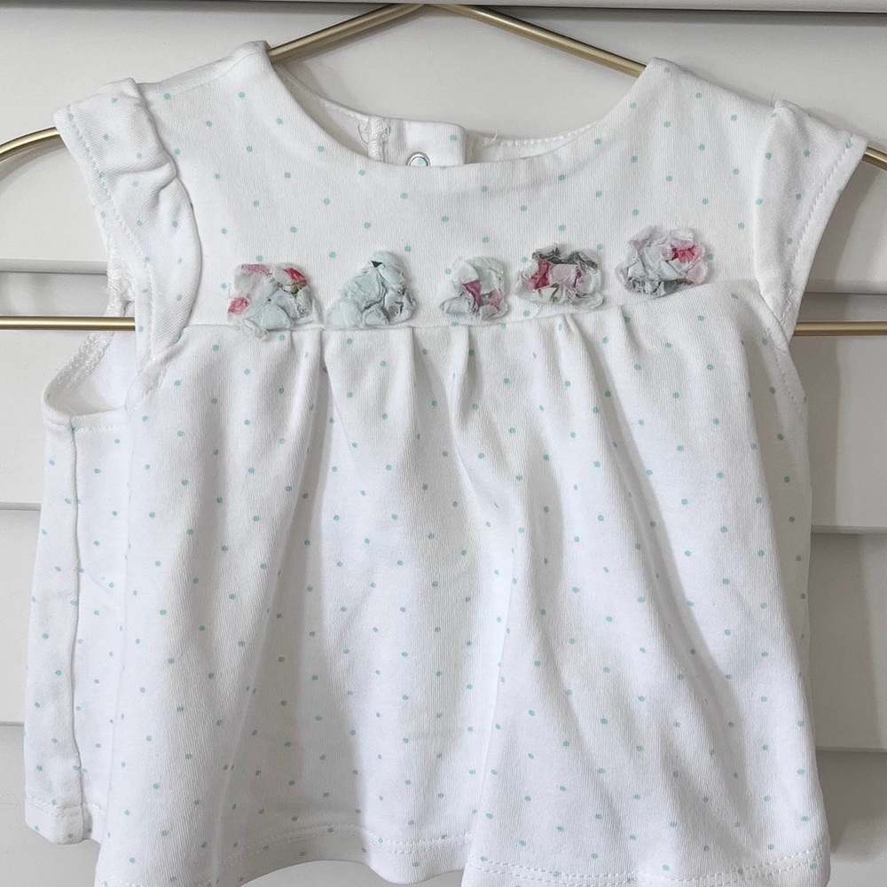 Little Me White Floral Top with Floral Print Bloomer Set